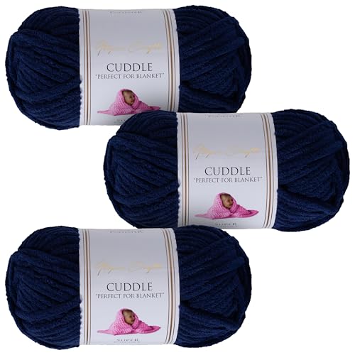 Utopia Crafts Cuddle Super Chunky Chenille, weiches Garn zum Stricken und Häkeln, 3 x 100 g, Marineblau Utopia Crafts Cuddle Super Chunky Chenille, weiches Garn zum Stricken und Häkeln, 3 x 100 g, Marineblau von Utopia Crafts
