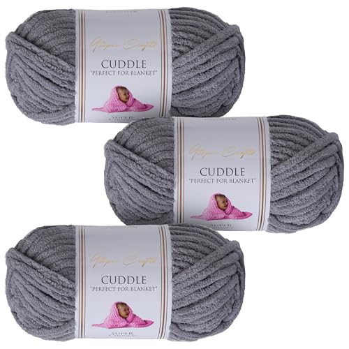 Utopia Crafts Cuddle Super Chunky Chenille, weiches Garn zum Stricken und Häkeln, 3 x 100 g, Mittelgrau Utopia Crafts Cuddle Super Chunky Chenille, weiches Garn zum Stricken und Häkeln, 3 x 100 g, Mittelgrau von Utopia Crafts
