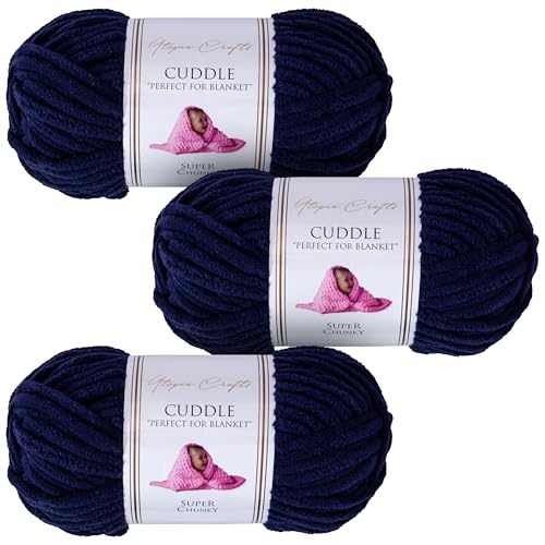 Utopia Crafts Cuddle Super Chunky Chenille, weiches Garn zum Stricken und Häkeln, 3 x 100 g, Mitternachtsblau Utopia Crafts Cuddle Super Chunky Chenille, weiches Garn zum Stricken und Häkeln, 3 x 100 g, Mitternachtsblau von Utopia Crafts