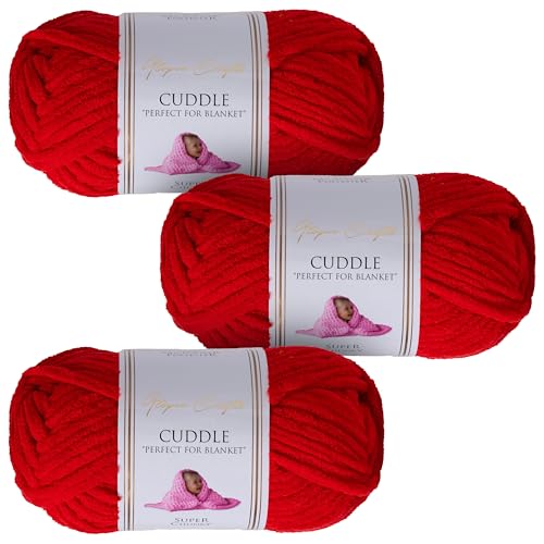 Utopia Crafts Cuddle Super Chunky Chenille, weiches Garn zum Stricken und Häkeln, 3 x 100 g, Rot Utopia Crafts Cuddle Super Chunky Chenille, weiches Garn zum Stricken und Häkeln, 3 x 100 g, Rot von Utopia Crafts