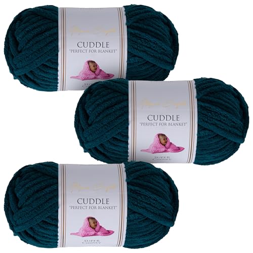 Utopia Crafts Cuddle Super Chunky Chenille, weiches Garn zum Stricken und Häkeln, 3 x 100 g, Smaragdgrün von Utopia Crafts