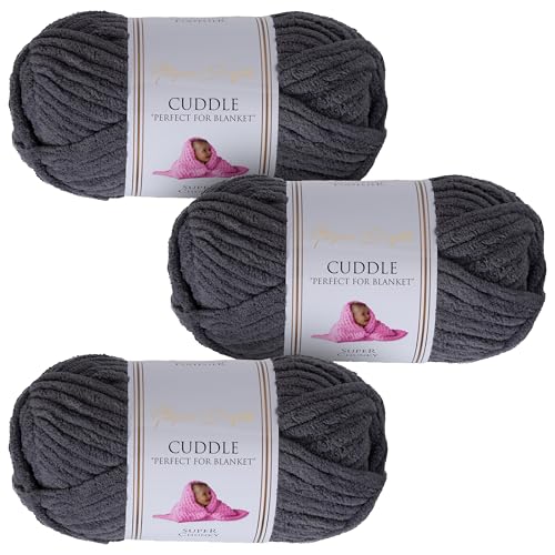 Utopia Crafts Cuddle Super Chunky Chenille, weiches Garn zum Stricken und Häkeln, 3 x 100 g, Stahlgrau von Utopia Crafts