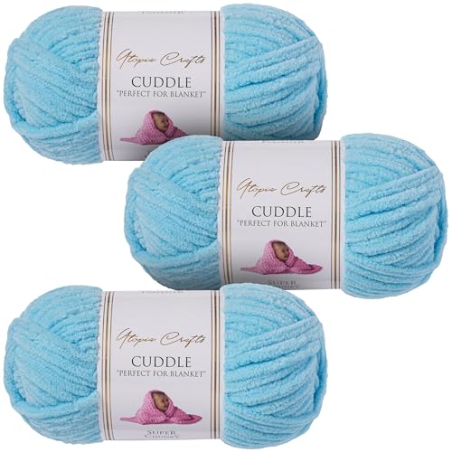 Utopia Crafts Cuddle Super Chunky Chenille, weiches Garn zum Stricken und Häkeln, 3 x 100 g, Türkis Utopia Crafts Cuddle Super Chunky Chenille, weiches Garn zum Stricken und Häkeln, 3 x 100 g, Türkis von Utopia Crafts