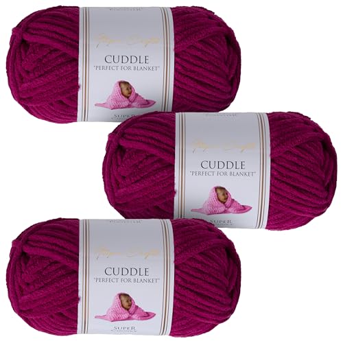 Utopia Crafts Cuddle Super Chunky Chenille, weiches Garn zum Stricken und Häkeln, 3 x 100 g, Violett Utopia Crafts Cuddle Super Chunky Chenille, weiches Garn zum Stricken und Häkeln, 3 x 100 g, Violett von Utopia Crafts