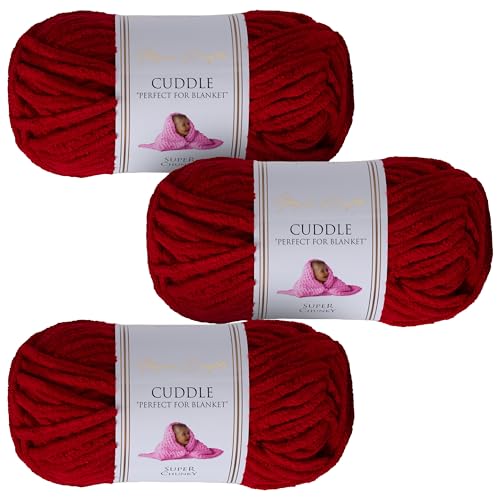 Utopia Crafts Cuddle Super Chunky Chenille, weiches Garn zum Stricken und Häkeln, 3 x 100 g, Weinrot Utopia Crafts Cuddle Super Chunky Chenille, weiches Garn zum Stricken und Häkeln, 3 x 100 g, Weinrot von Utopia Crafts