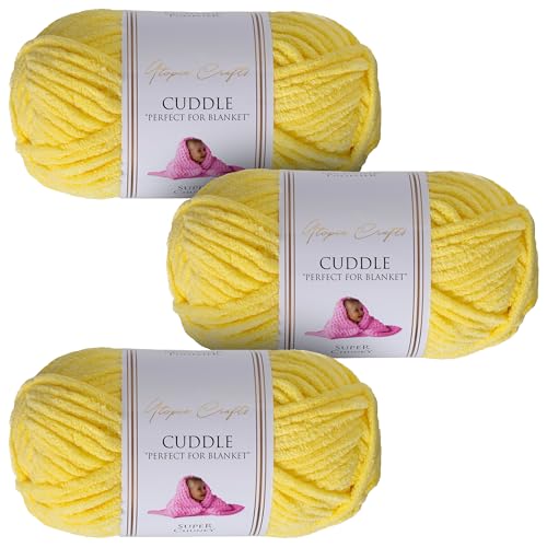 Utopia Crafts Cuddle Super Chunky Chenille, weiches Garn zum Stricken und Häkeln, 3 x 100 g, Zitronengelb Utopia Crafts Cuddle Super Chunky Chenille, weiches Garn zum Stricken und Häkeln, 3 x 100 g, Zitronengelb von Utopia Crafts
