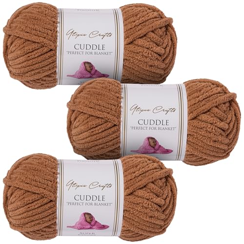 Utopia Crafts Cuddle Super Chunky Chenille, weiches Garn zum Stricken und Häkeln, 3 x 100 g, altes Kupfer Utopia Crafts Cuddle Super Chunky Chenille, weiches Garn zum Stricken und Häkeln, 3 x 100 g, altes Kupfer von Utopia Crafts