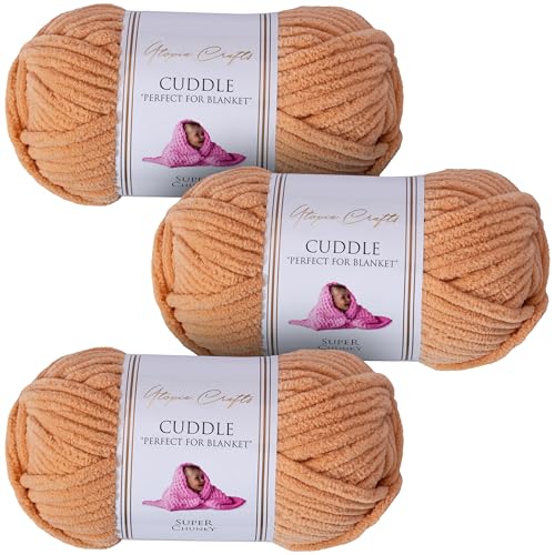 Utopia Crafts Cuddle Super Chunky Chenille, weiches Garn zum Stricken und Häkeln, 3 x 100 g, dunkles Pfirsich Utopia Crafts Cuddle Super Chunky Chenille, weiches Garn zum Stricken und Häkeln, 3 x 100 g, dunkles Pfirsich von Utopia Crafts