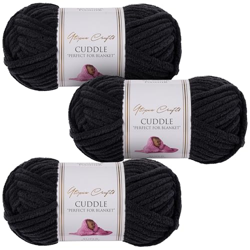 Utopia Crafts Cuddle Super Chunky Chenille, weiches Garn zum Stricken und Häkeln, 3 x 100 g (Heavy Metal) von Utopia Crafts