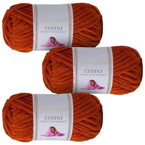 Utopia Crafts Cuddle Super Chunky Chenille, weiches Garn zum Stricken und Häkeln, 3 x 100 g (Karamell) von Utopia Crafts