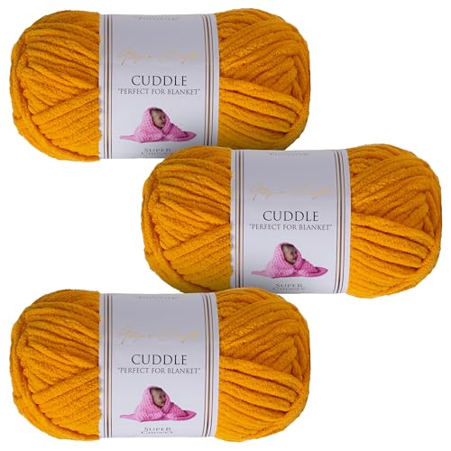 Utopia Crafts Cuddle Super Chunky Chenille, weiches Garn zum Stricken und Häkeln, 3 x 100 g (Senf) von Utopia Crafts