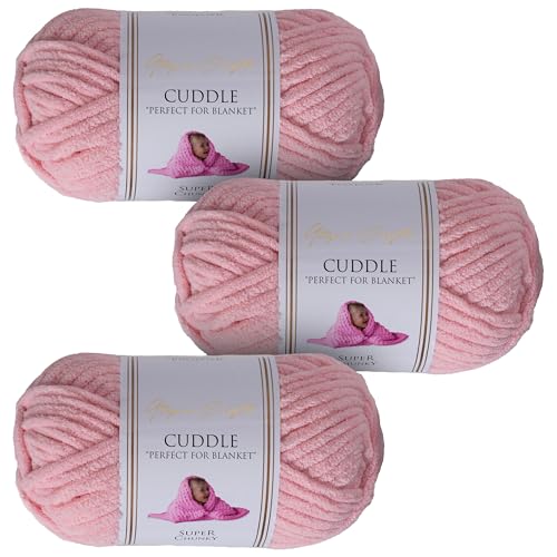 Utopia Crafts Cuddle Super Chunky Chenille, weiches Garn zum Stricken und Häkeln, 3 x 100 g (zartes Rosa) von Utopia Crafts