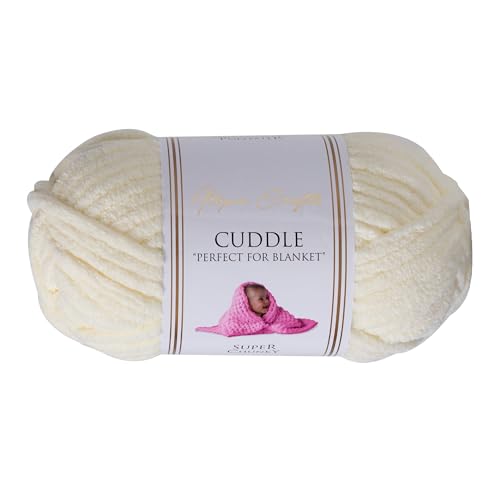 Utopia Crafts Cuddle Super Chunky Chenille-Garn, weich, zum Stricken und Häkeln, 100 g – 60 m, cremefarben, Creme von Utopia Crafts
