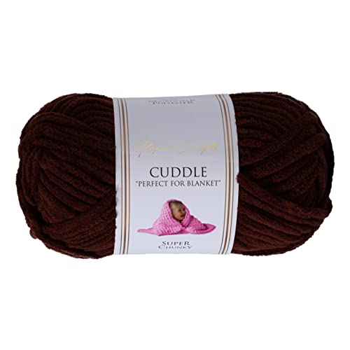 Utopia Crafts Cuddle Super Chunky Chenille-Garn zum Stricken und Häkeln, 100 g – 60 m, Braun von Utopia Crafts