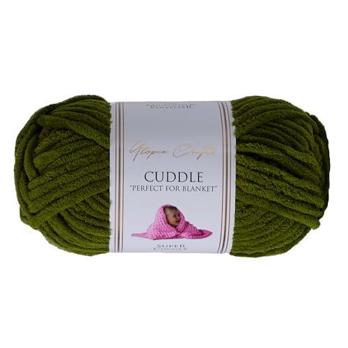 Utopia Crafts Cuddle Super Chunky Chenille-Garn zum Stricken und Häkeln, 100 g – 60 m, Olivgrün von Utopia Crafts