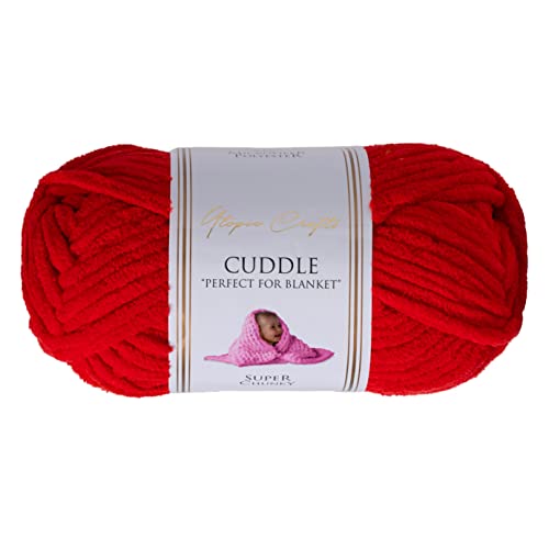 Utopia Crafts Cuddle Super Chunky Chenille-Garn zum Stricken und Häkeln, 100 g – 60 m, Rot von Utopia Crafts