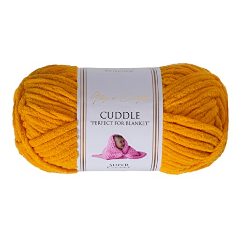 Utopia Crafts Cuddle Super Chunky Chenille-Garn zum Stricken und Häkeln, 100 g – 60 m (senffarben), Senf von Utopia Crafts