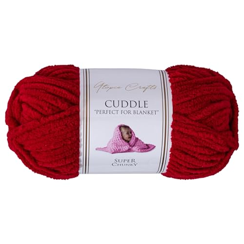Utopia Crafts Cuddle Super Chunky Chenille Weiches Garn zum Stricken und Häkeln, 100g-60m (Kirsche) von Utopia Crafts