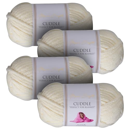 Utopia Crafts Cuddle Super Chunky Chenille Weiches Garn zum Stricken und Häkeln (4, Creme) von Utopia Crafts