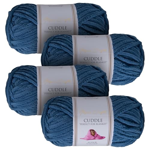 Utopia Crafts Cuddle Super Chunky Chenille Weiches Garn zum Stricken und Häkeln (4, Saxe Blue) von Utopia Crafts