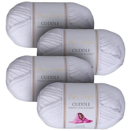 Utopia Crafts Cuddle Super Chunky Chenille Weiches Garn zum Stricken und Häkeln (4, Weiß) von Utopia Crafts