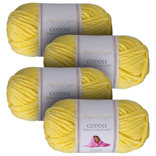 Utopia Crafts Cuddle Super Chunky Chenille Weiches Garn zum Stricken und Häkeln (4, Zitrone) von Utopia Crafts
