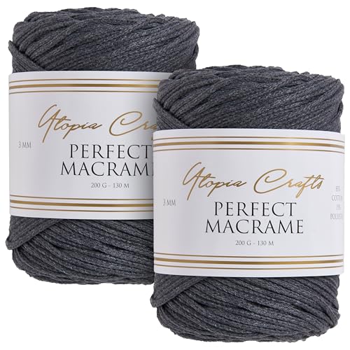 Utopia Crafts Perfect Makramee-Schnur, 3 mm, 2 x 200 g, Anthrazitgrau Utopia Crafts Perfect Makramee-Schnur, 3 mm, 2 x 200 g, Anthrazitgrau von Utopia Crafts