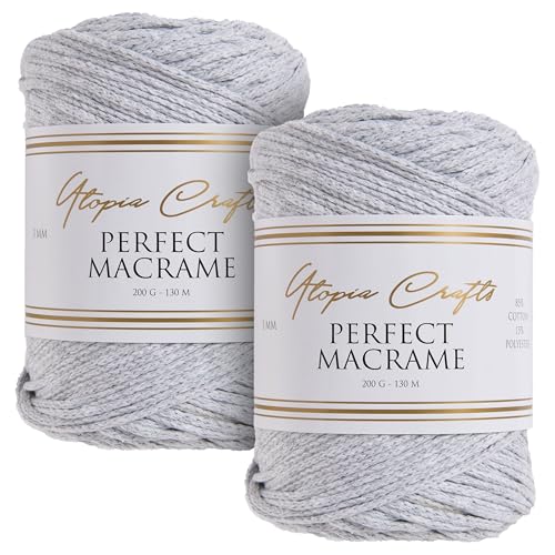 Utopia Crafts Perfect Makramee-Schnur, 3 mm, 2 x 200 g, Aschgrau Utopia Crafts Perfect Makramee-Schnur, 3 mm, 2 x 200 g, Aschgrau von Utopia Crafts