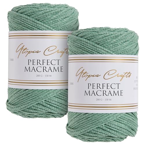 Utopia Crafts Perfect Makramee-Schnur, 3 mm, 2 x 200 g, Salbeigrün Utopia Crafts Perfect Makramee-Schnur, 3 mm, 2 x 200 g, Salbeigrün von Utopia Crafts