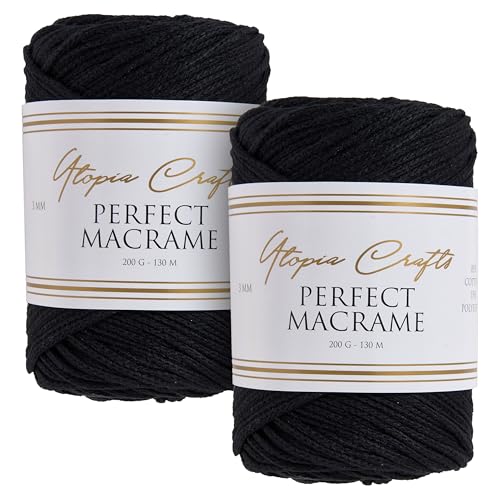 Utopia Crafts Perfect Makramee-Schnur, 3 mm, 2 x 200 g, Schwarz Utopia Crafts Perfect Makramee-Schnur, 3 mm, 2 x 200 g, Schwarz von Utopia Crafts