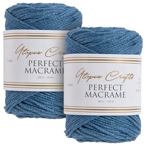 Utopia Crafts Perfect Makramee-Schnur, 3 mm, 2 x 200 g, Stahlblau Utopia Crafts Perfect Makramee-Schnur, 3 mm, 2 x 200 g, Stahlblau von Utopia Crafts