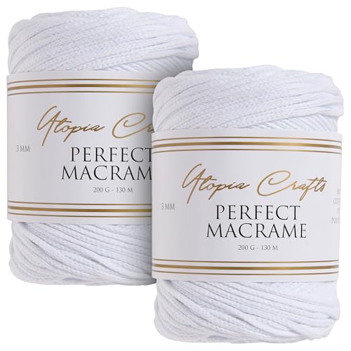 Utopia Crafts Perfect Makramee-Schnur, 3 mm, 2 x 200 g, Weiß Utopia Crafts Perfect Makramee-Schnur, 3 mm, 2 x 200 g, Weiß von Utopia Crafts
