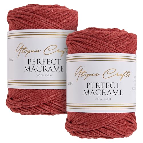 Utopia Crafts Perfect Makramee-Schnur, 3 mm, 2 x 200 g, Ziegelrot Utopia Crafts Perfect Makramee-Schnur, 3 mm, 2 x 200 g, Ziegelrot von Utopia Crafts
