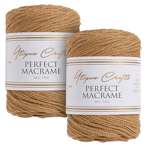 Utopia Crafts Perfekte Makramee-Schnur, 3 mm, 2 x 200 g (Golden Tan) von Utopia Crafts