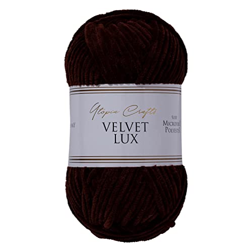 Utopia Crafts Velvet Lux Chenille-Garn, superweich, grob, zum Stricken und Häkeln, 100 g – 110 m, Dunkelbraun Utopia Crafts Velvet Lux Chenille-Garn, superweich, grob, zum Stricken und Häkeln, 100 g – 110 m, Dunkelbraun von Utopia Crafts
