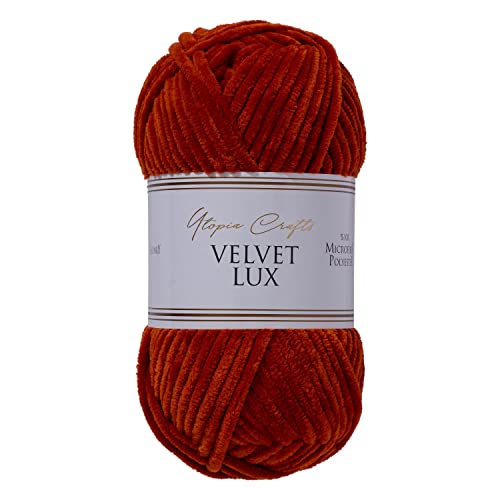 Utopia Crafts Velvet Lux Chenille-Garn, superweich, grob, zum Stricken und Häkeln, 100 g – 110 m, Dunkelorange Utopia Crafts Velvet Lux Chenille-Garn, superweich, grob, zum Stricken und Häkeln, 100 g – 110 m, Dunkelorange von Utopia Crafts