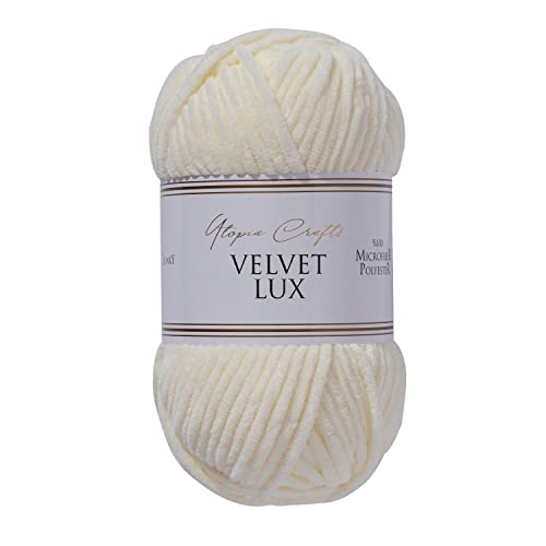 Utopia Crafts Velvet Lux Chenille-Garn, superweich, grob, zum Stricken und Häkeln, 100 g – 110 m, Elfenbein Utopia Crafts Velvet Lux Chenille-Garn, superweich, grob, zum Stricken und Häkeln, 100 g – 110 m, Elfenbein von Utopia Crafts
