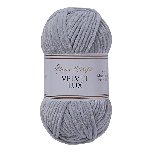 Utopia Crafts Velvet Lux Chenille-Garn, superweich, grob, zum Stricken und Häkeln, 100 g – 110 m, Grau Utopia Crafts Velvet Lux Chenille-Garn, superweich, grob, zum Stricken und Häkeln, 100 g – 110 m, Grau von Utopia Crafts