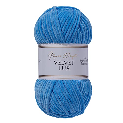 Utopia Crafts Velvet Lux Chenille-Garn, superweich, grob, zum Stricken und Häkeln, 100 g – 110 m, Himmelblau Utopia Crafts Velvet Lux Chenille-Garn, superweich, grob, zum Stricken und Häkeln, 100 g – 110 m, Himmelblau von Utopia Crafts