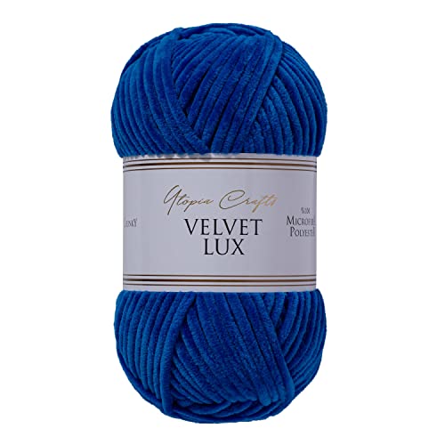 Utopia Crafts Velvet Lux Chenille-Garn, superweich, grob, zum Stricken und Häkeln, 100 g – 110 m, Navy Blau Utopia Crafts Velvet Lux Chenille-Garn, superweich, grob, zum Stricken und Häkeln, 100 g – 110 m, Navy Blau von Utopia Crafts