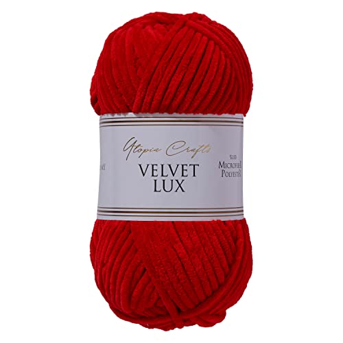 Utopia Crafts Velvet Lux Chenille-Garn, superweich, grob, zum Stricken und Häkeln, 100 g – 110 m, Rot Utopia Crafts Velvet Lux Chenille-Garn, superweich, grob, zum Stricken und Häkeln, 100 g – 110 m, Rot von Utopia Crafts