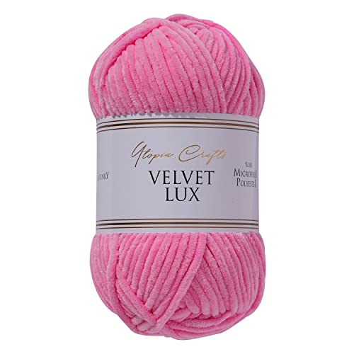 Utopia Crafts Velvet Lux Chenille-Garn, superweich, grob, zum Stricken und Häkeln, 100 g – 110 m, Tulpenrosa Utopia Crafts Velvet Lux Chenille-Garn, superweich, grob, zum Stricken und Häkeln, 100 g – 110 m, Tulpenrosa von Utopia Crafts