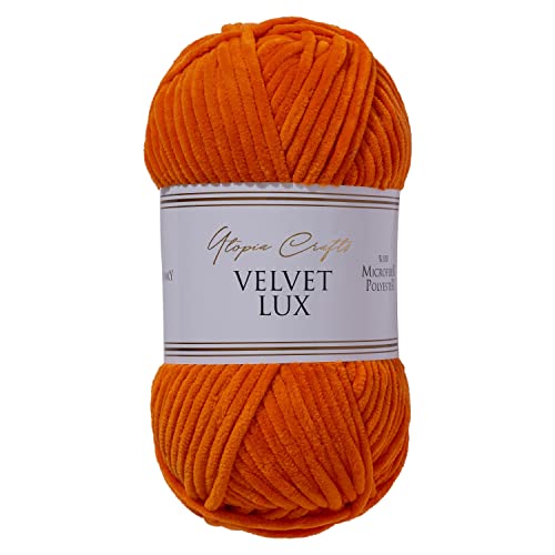 Utopia Crafts Velvet Lux Chenille Super Soft Chunky Garn zum Stricken und Häkeln, 100 g – 110 m (Rusty Orange) von Utopia Crafts