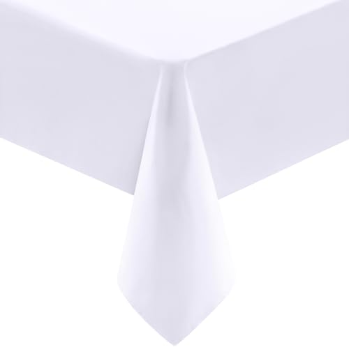 Utopia Kitchen Polyester Tischdecke 152x259 cm (1er-Pack, Weiß) Maschinenwaschbare Tischdecke Ideal für Partys, Veranstaltungen, Hochzeiten und Restaurants von Utopia Kitchen