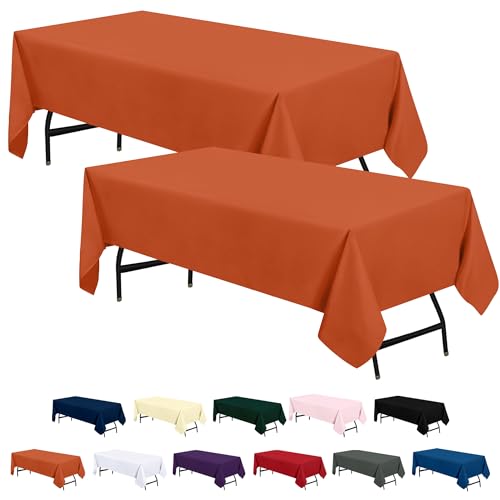 Utopia Kitchen Polyester Tischdecke 152x259 cm (2er-Pack, Orange) Maschinenwaschbare Tischdecke Ideal für Partys, Veranstaltungen, Hochzeiten und Restaurants von Utopia Kitchen