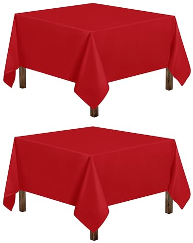 Utopia Kitchen Quadratische Tischdecke, maschinenwaschbar, Polyester, 137 x 137 cm, Rot, 2 Stück von Utopia Kitchen