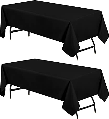 Utopia Kitchen Rechteckige Tischdecke, 152.4 x 260 cm, schwarz, 2 Stück, maschinenwaschbar, Polyestergewebe, Tischabdeckung für Essen, Buffet-Partys, Veranstaltungen, Hochzeiten und Restaurants von Utopia Kitchen