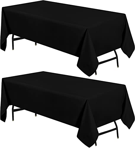 Utopia Kitchen Rechteckige Tischdecke, 2 Stück, [152.4x308.8 cm, schwarz] Tischdecke, maschinenwaschbar, Stoff, Polyester, Tischdecke für Esszimmer, Veranstaltungen, Hochzeiten und Restaurants von Utopia Kitchen