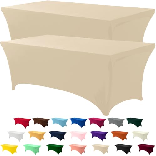 Utopia Kitchen Spandex-Tischdecke, 200 g/m², dehnbar, waschbar, knitterfrei, rechteckig, für Messen, Hochzeiten, Partys, 183 x 76 x 76 cm, Champagnerfarben, 2 Stück Utopia Kitchen Spandex-Tischdecke, 200 g/m², dehnbar, waschbar, knitterfrei, rechteckig, für Messen, Hochzeiten, Partys, 183 x 76 x 76 cm, Champagnerfarben, 2 Stück von Utopia Kitchen