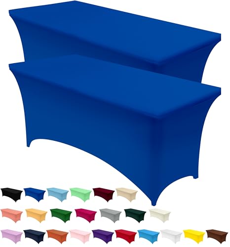Utopia Kitchen Spandex Tischdecke 2 Pack [4FT, Blau] Enge, Passgenaue, Waschbar und Faltenfrei Tischdecke Outdoor für Veranstaltung, Hochzeit, Bankett & Partys [183Lx76Wx76H] cm von Utopia Kitchen